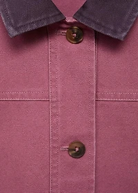 Denim parka with contrasting collar