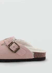 Sheepskin clogs with fur-effect lining