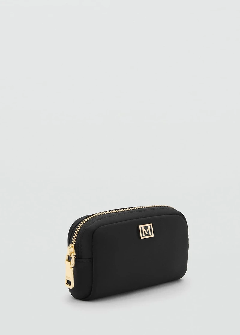 Zipped nylon cosmetics bag