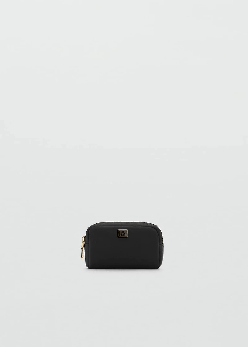 Zipped nylon cosmetics bag