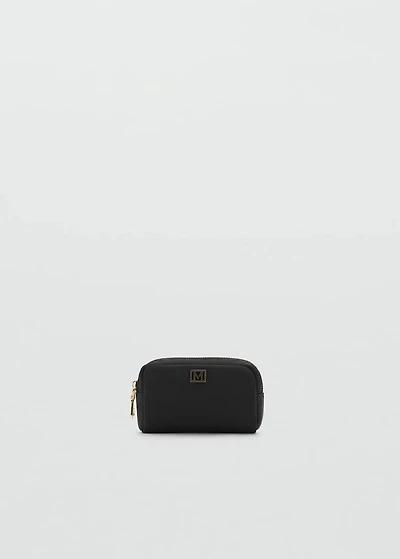Zipped nylon cosmetics bag