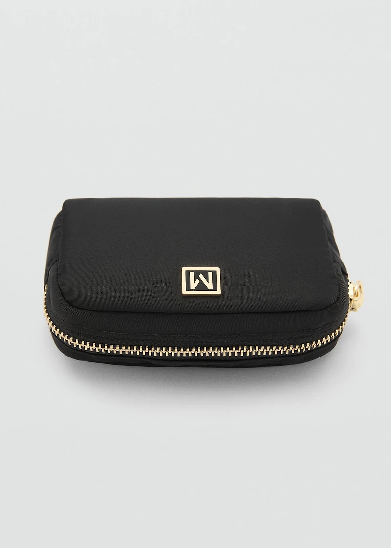 Zipped nylon cosmetics bag