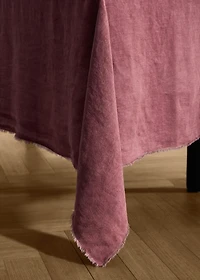 Linen tablecloth with frayed edges for 6-8 diners
