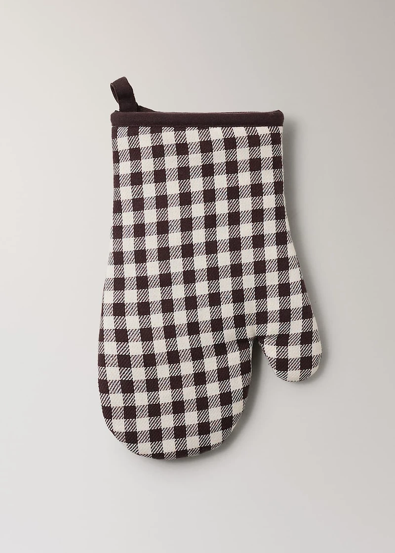 Cotton glove with gingham pattern