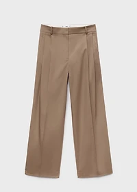 Straight cotton pants with pleats