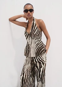 Zebra-print linen pants