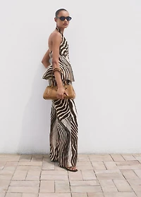 Zebra-print linen pants