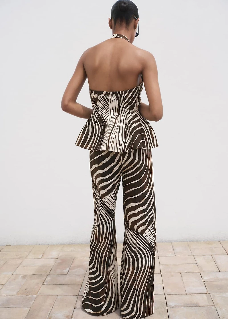 Zebra-print linen pants