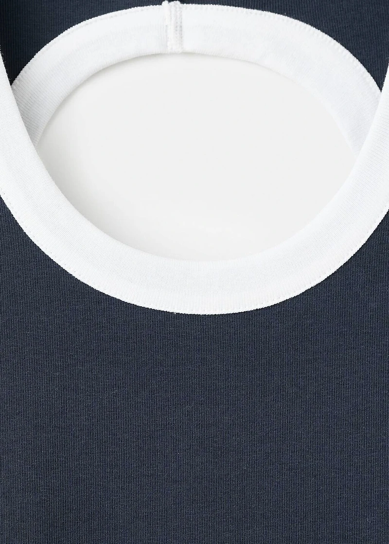 Contrasting collar cotton t-shirt
