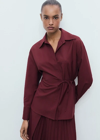 Wrap shirt with bow