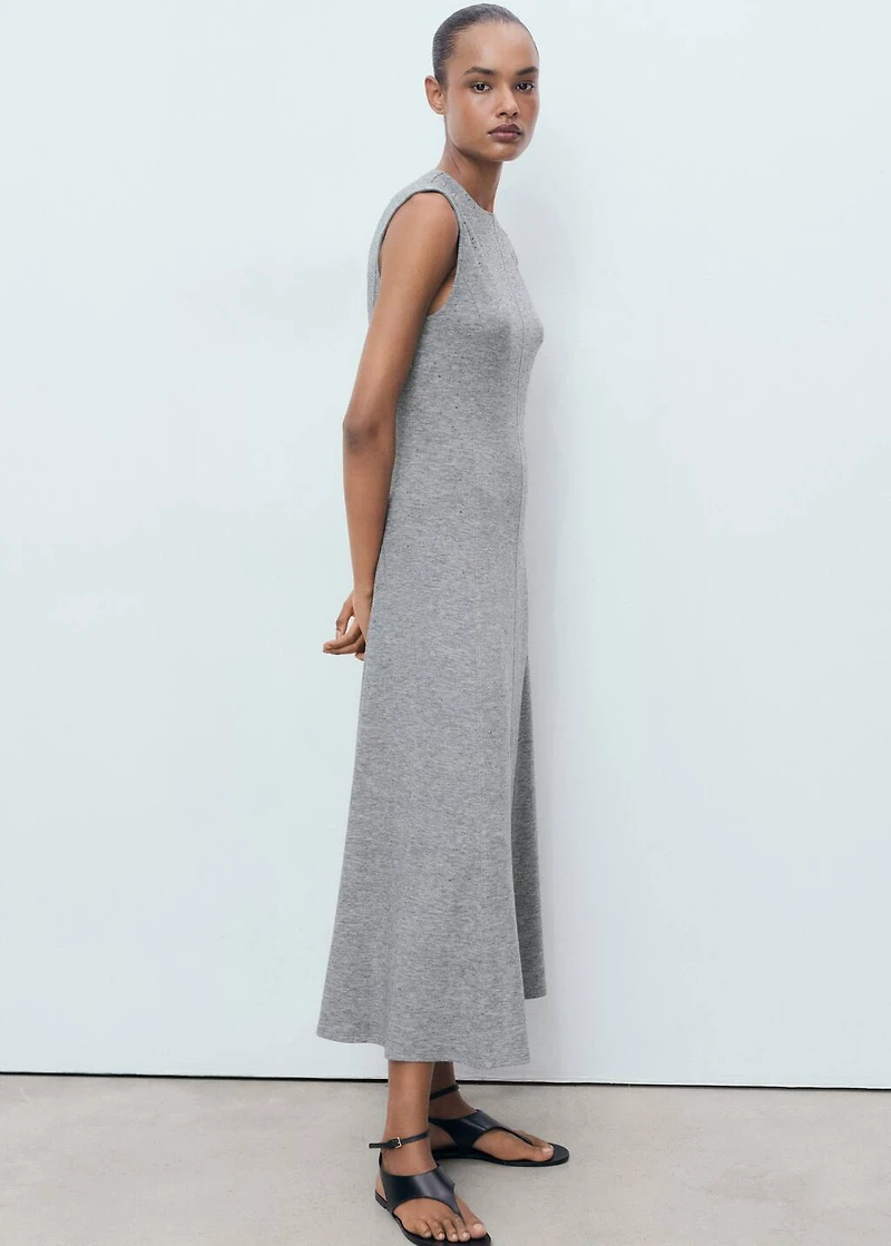Dress with rhinestone seam