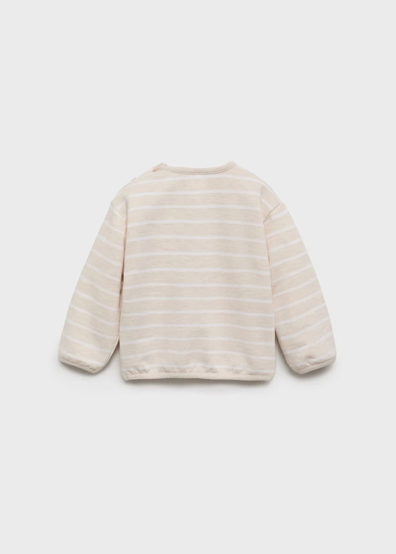 Striped sweatshirt with button detail