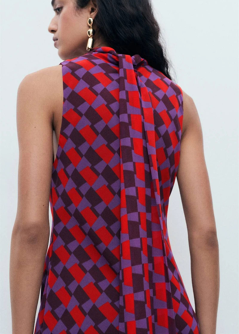 Printed dress with bow detail