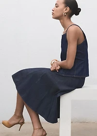 Pleated denim skirt