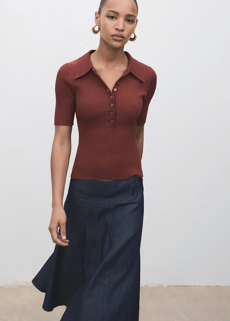 Pleated denim skirt