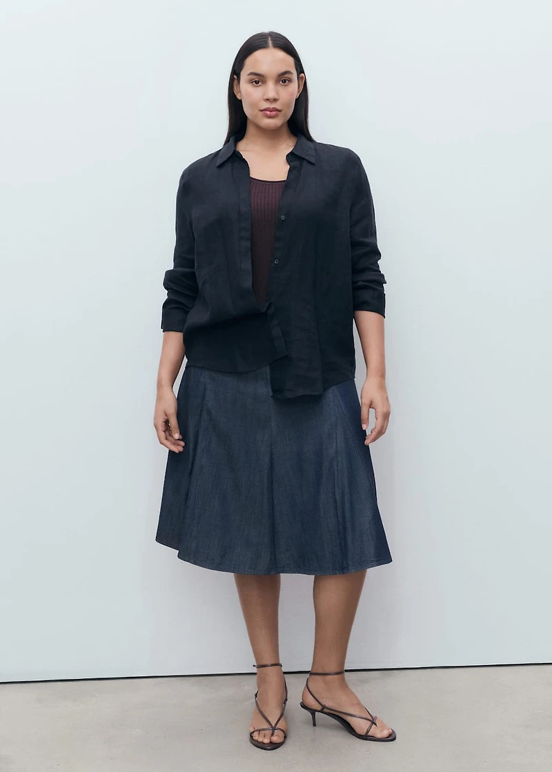 Pleated denim skirt