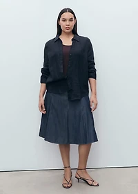 Pleated denim skirt