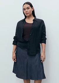 Pleated denim skirt