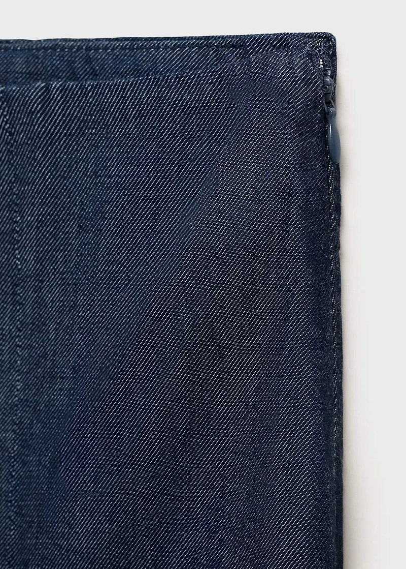 Pleated denim skirt