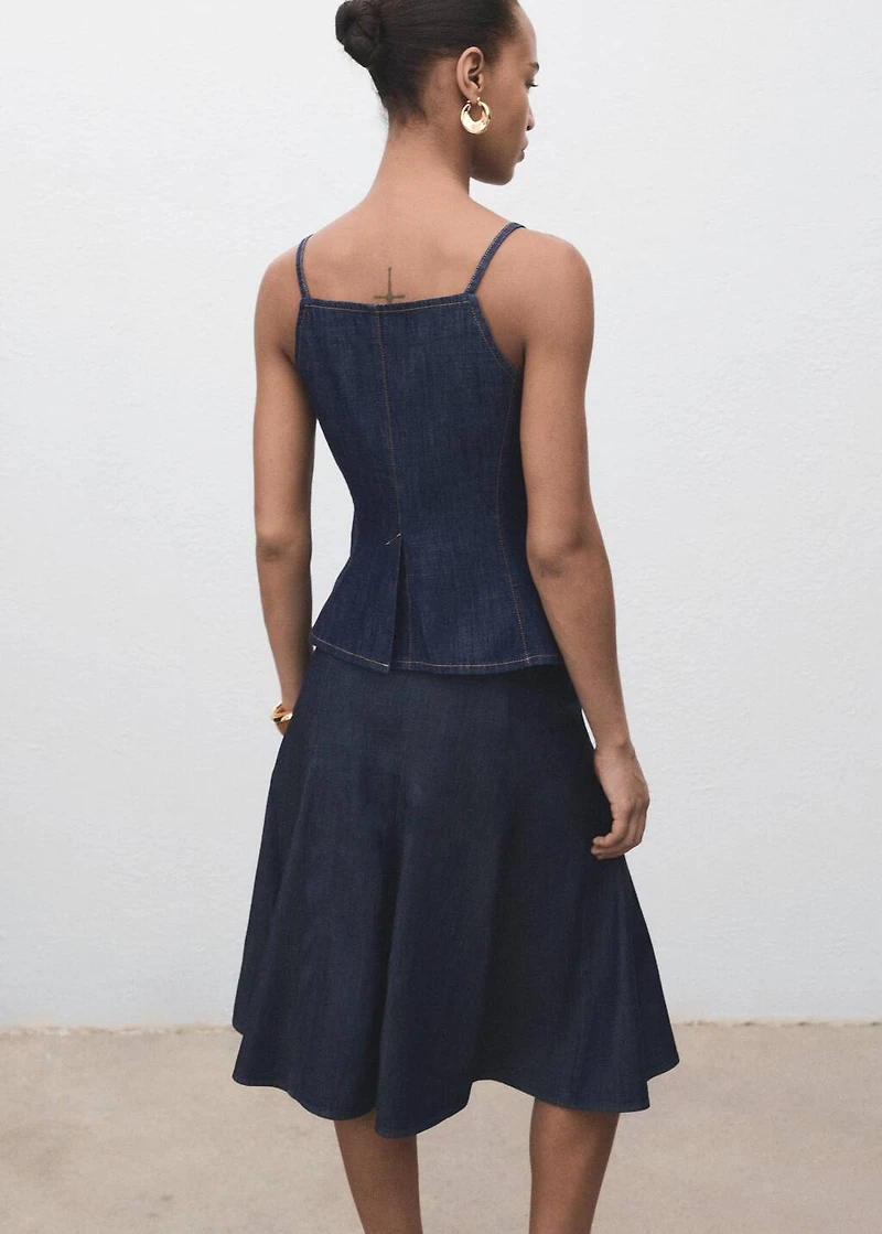 Pleated denim skirt