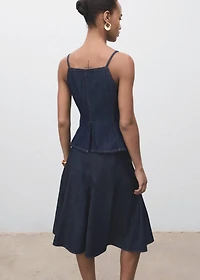 Pleated denim skirt