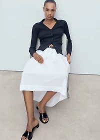 Ribbed lapel cardigan