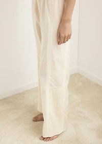 Cotton lace pajama pants with drawstring