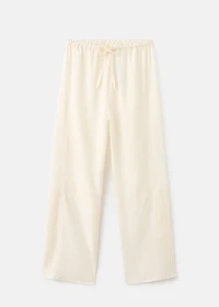 Cotton lace pajama pants with drawstring