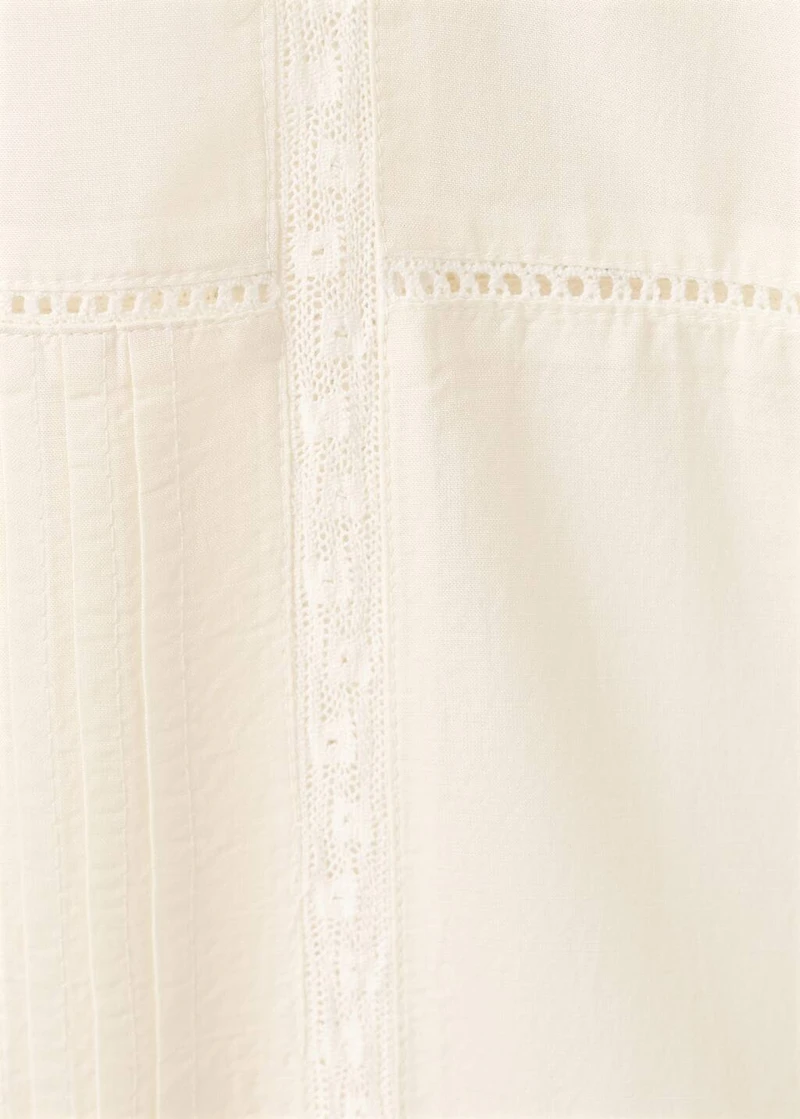 Cotton lace pajama pants with drawstring