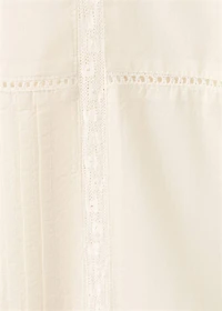 Cotton lace pajama pants with drawstring