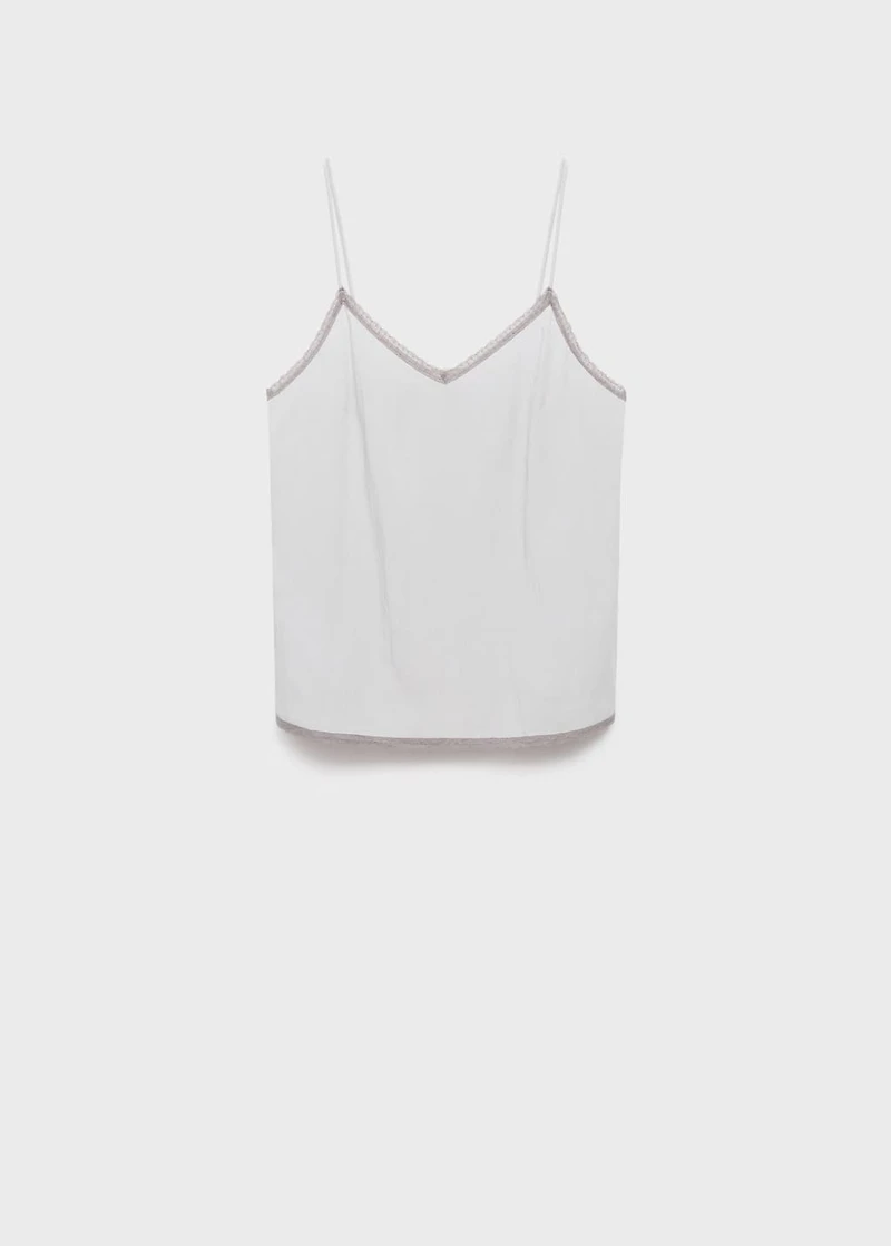 Pajama top with lace trim