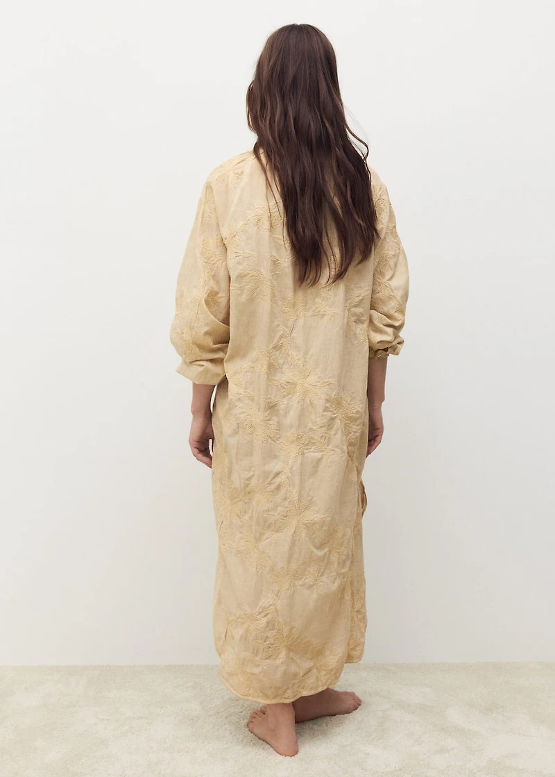 Overdyed embroidered cotton nightdress