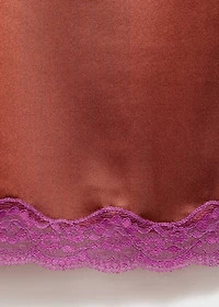 Silk nightdress with lace contrasting color