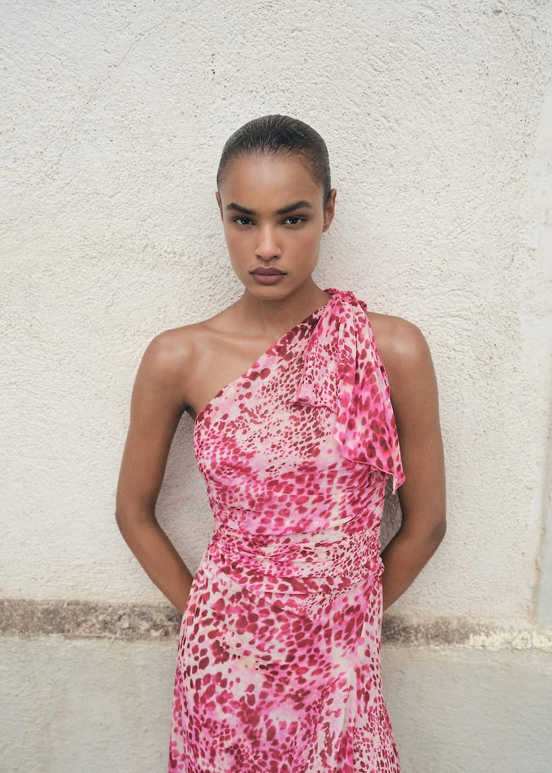 Asymmetrical animal-print dress