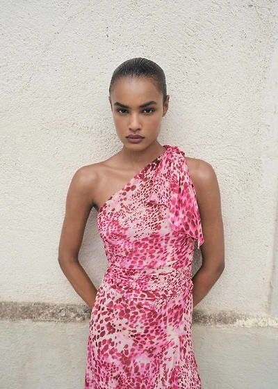 Asymmetrical animal-print dress