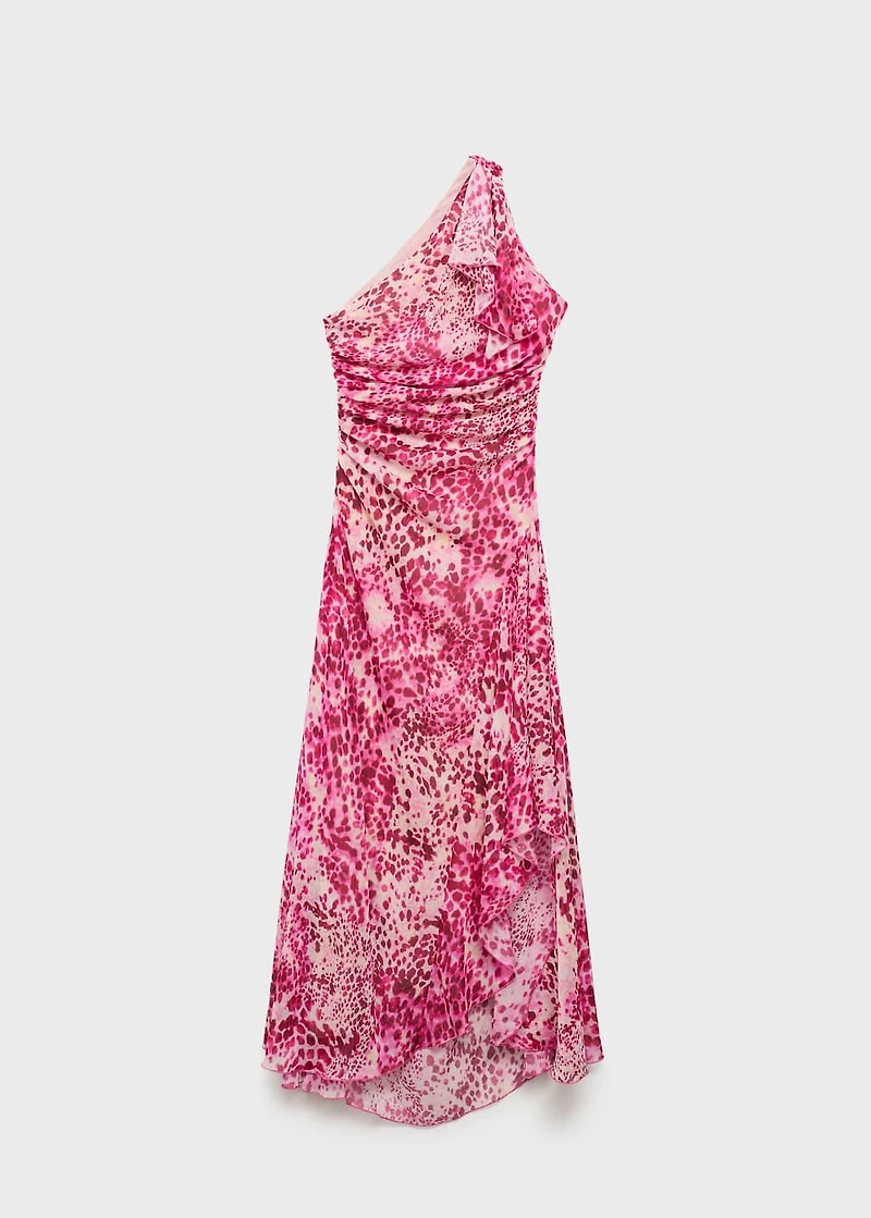 Asymmetrical animal-print dress