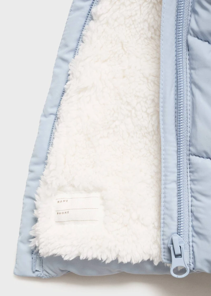 Anorak with shearling-effect hood