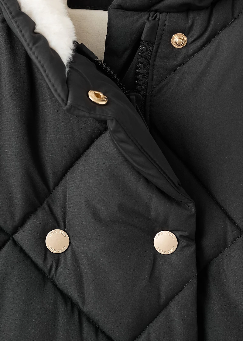 Long anorak with fur-effect lining