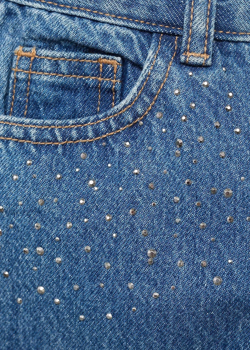 Culotte jeans with rhinestones