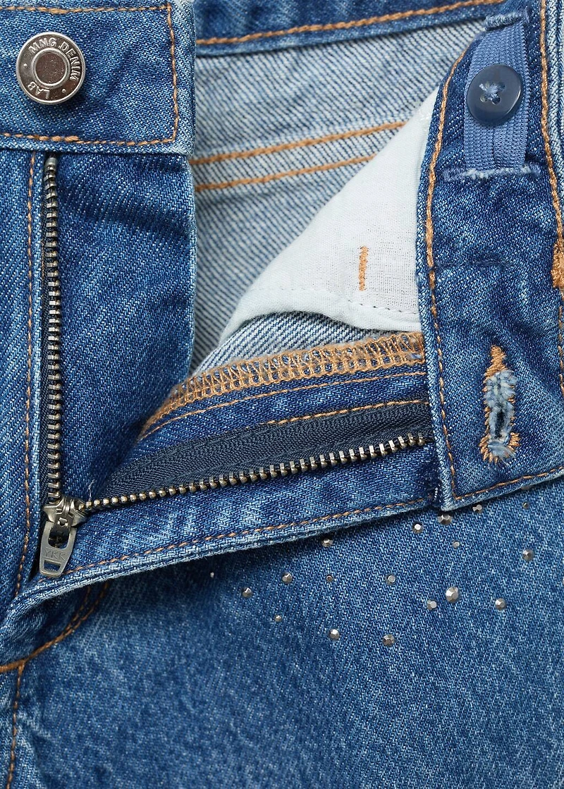 Culotte jeans with rhinestones