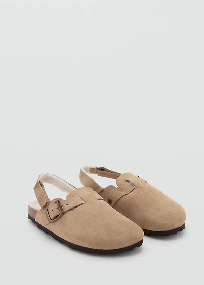 Sheepskin clogs with fur-effect lining