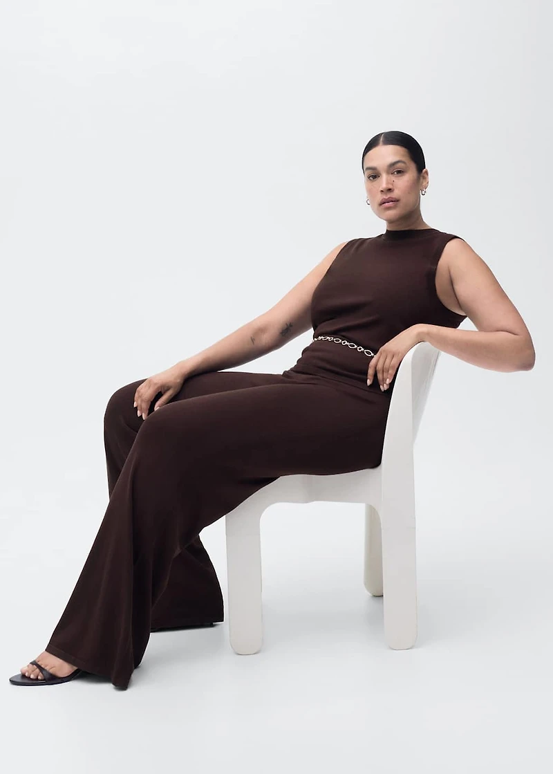 Fine-knit wide-leg pants