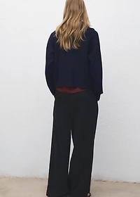 Knitted sweater with zip collar