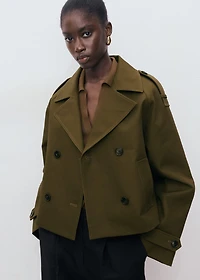 Oversized short double-breasted trench coat