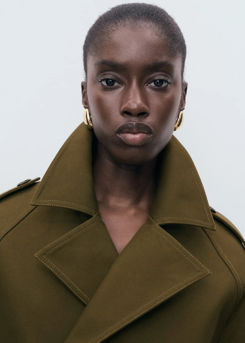 Oversized short double-breasted trench coat