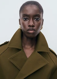 Oversized short double-breasted trench coat