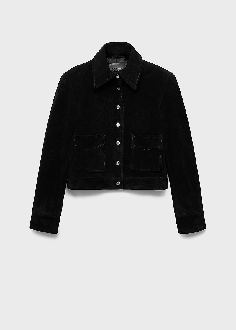Suede leather jacket with buttons