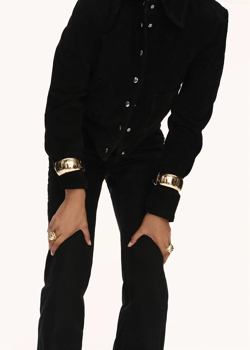 Suede leather jacket with buttons