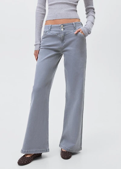 Wide leg jeans with studs