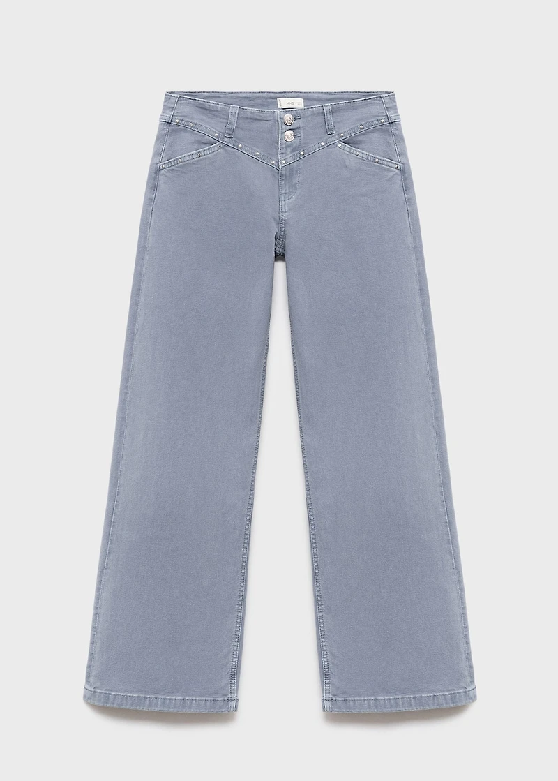 Wide leg jeans with studs